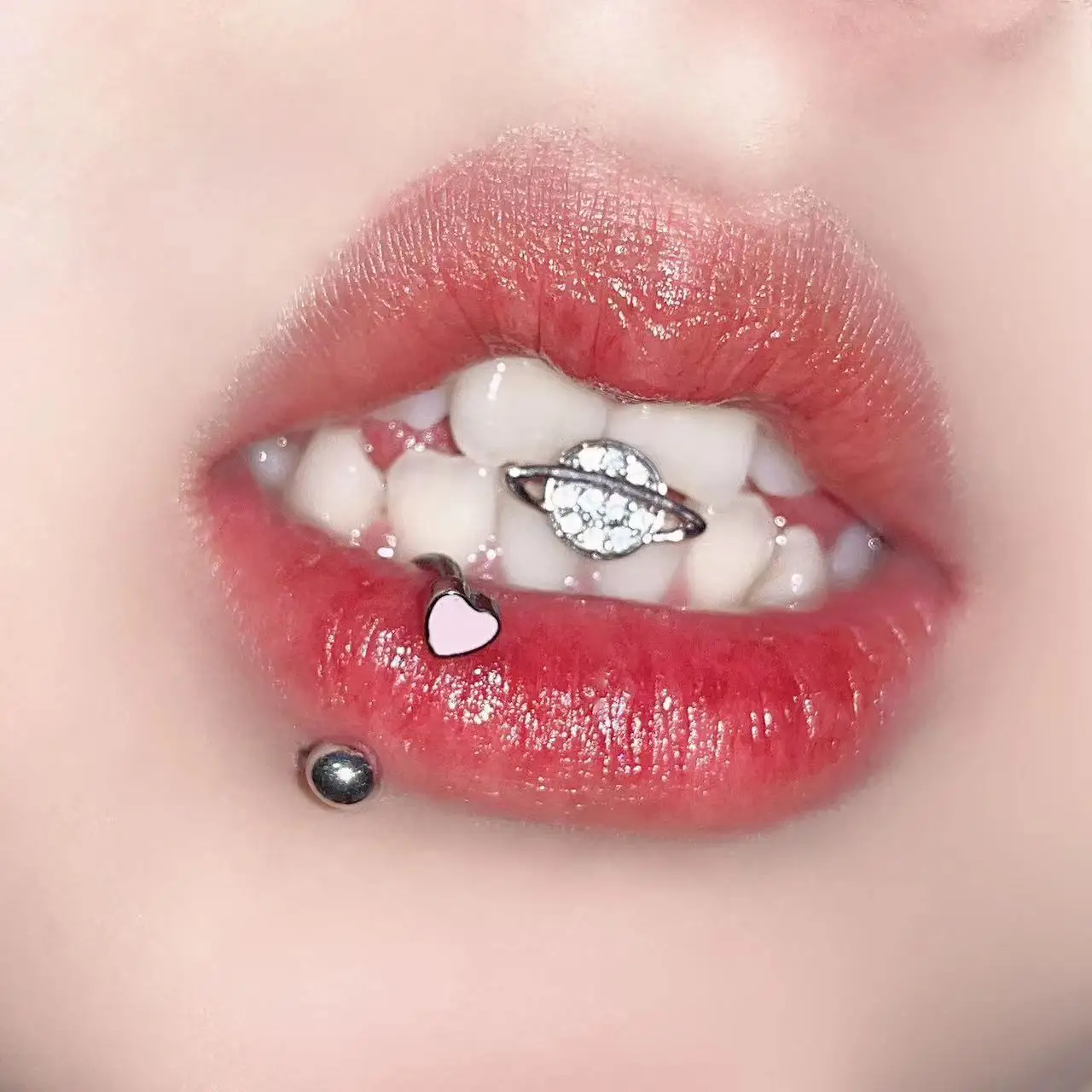1 Pieza Piercing de Lengua de Acero Inoxidable de 1.6mm con Zirconia Brillante en Forma de Planeta, Estilo Moderno y Dulce para Chicas, Regalo de Piercing Corporal