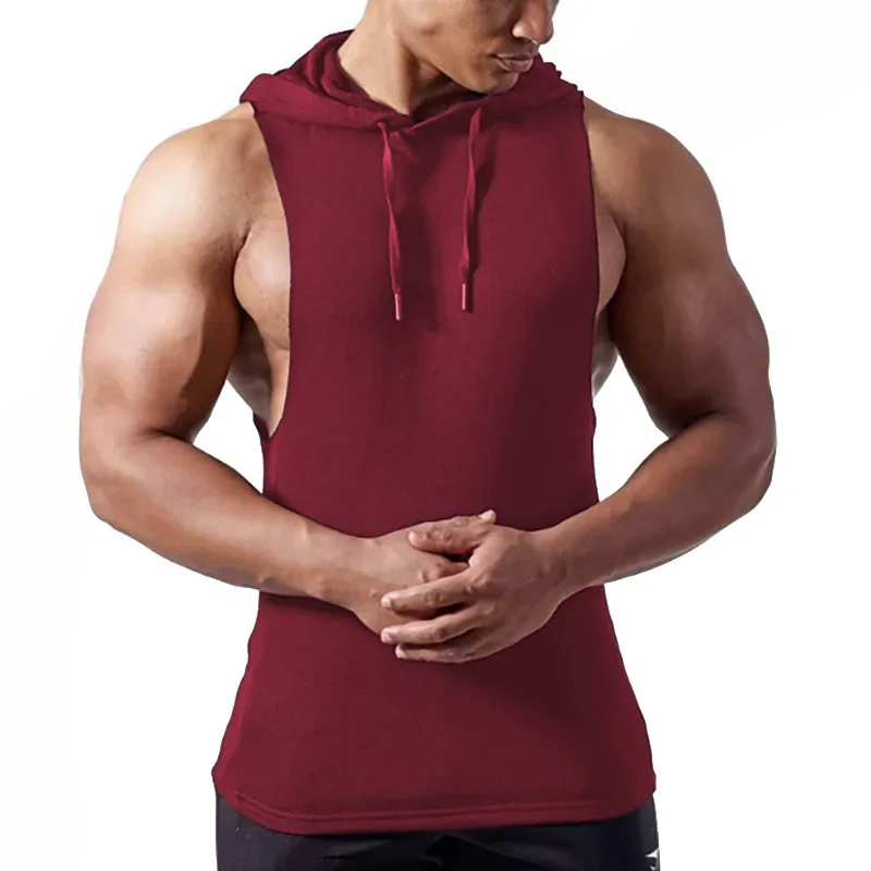 

Mens Workout Hooded Tank Top Gym Fitness Muscle Training Shirt Cotton Sleeveless Casual Hoodies Vest