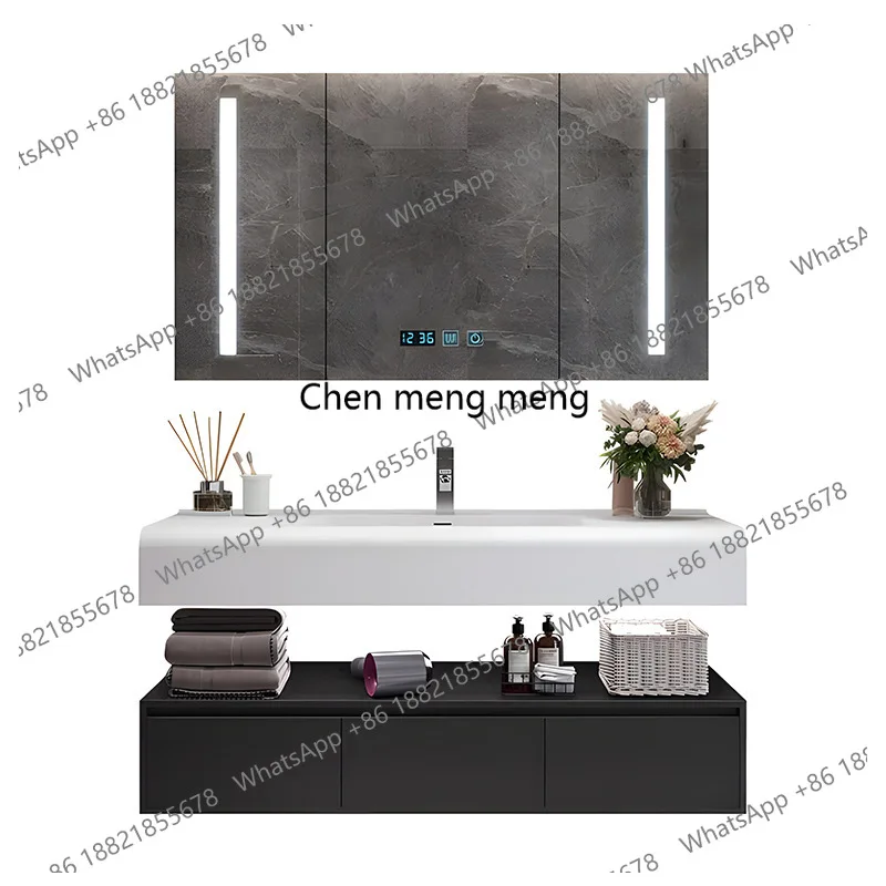 

Integrated basin solid wood bathroom cabinet washbasin combination, washbasin bathroom