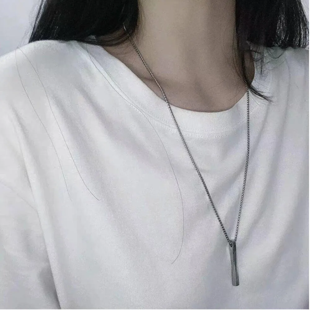 Fashion New Men 3D Vertical Necklace Hot Classic Pendant Stainless Steel CubanNecklace Temperament Cool Pendant Men Jewelry Gift