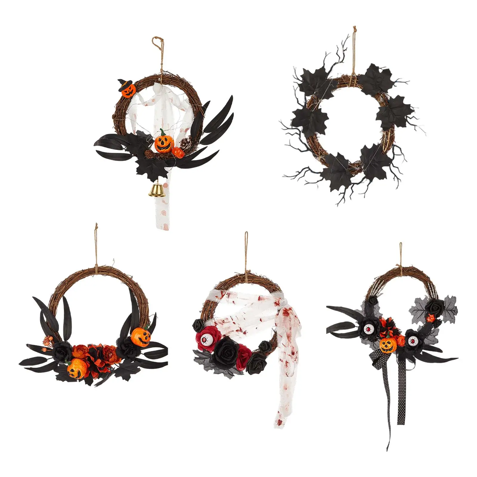 

Halloween Wreath for Front Door Halloween Decorations Spooky Party Hanging for Outdoor Wall Horror Party Festival Haunted House