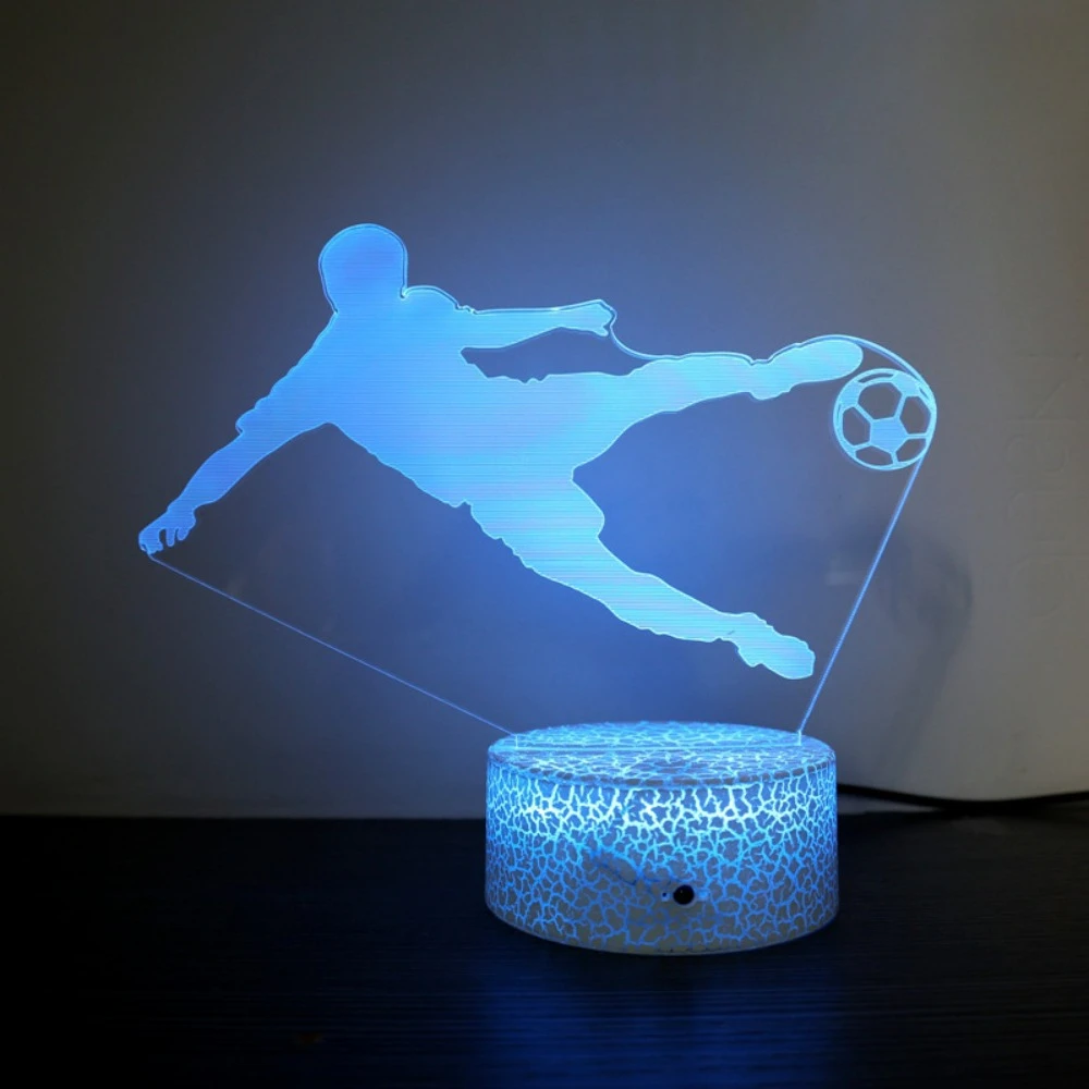 3D Illusion LED Night Light Soccer Player Kicking Ball Desk Lamp 7 Colors Room Decor Birthday Christmas Gift for Football Lover