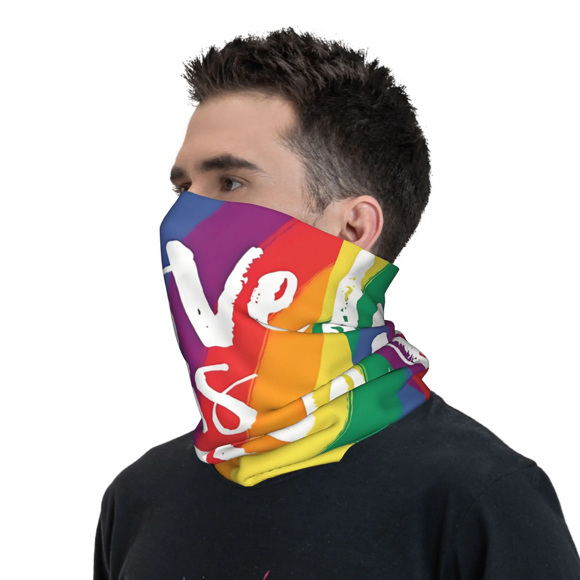 커스텀 게이 프라이드 LGBT 넥 게이터 남녀 공용 방풍 겨울 레인보우 프라이드 세로 스트라이프 반다나 스카프 (사이클링용)