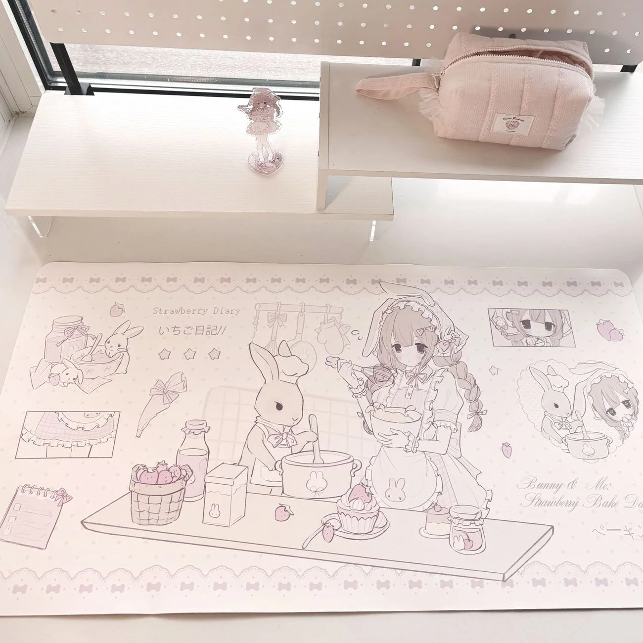 Cute Girl Heart Office Leather Desk Mat Waterproof and Oil Proof Non-Slip Leather Desk Mat Girl Room Decoration Gaming Mouse Pad