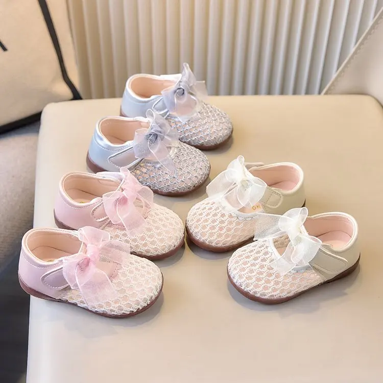 

COMFY KIDS Розовые сетчатые туфли-принцессы для девочек с большим бантом из органзы, мягкая нескользящая подошва для малышей и детей ясельного возраста