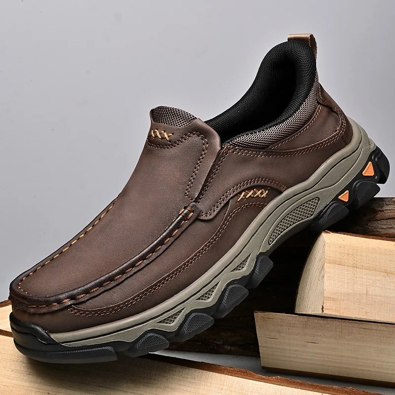 

Shoes for Men's Fashion Versatile Non-slip Hiking Shoes Outdoor Comfortable Men's Loafers Wear-resistant Casual PU Leather Shoes