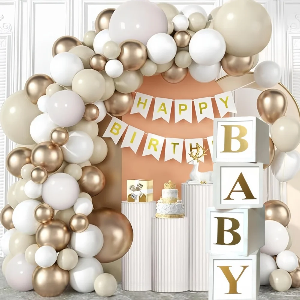 4-teiliges Alphabet BABY Ballonbox-Set, Geschenkbox zum 1. Geburtstag, Dekorationsbox für Jungen und Mädchen, Geburtstagsparty-Deko, Babyparty-Requisiten – Detail 3