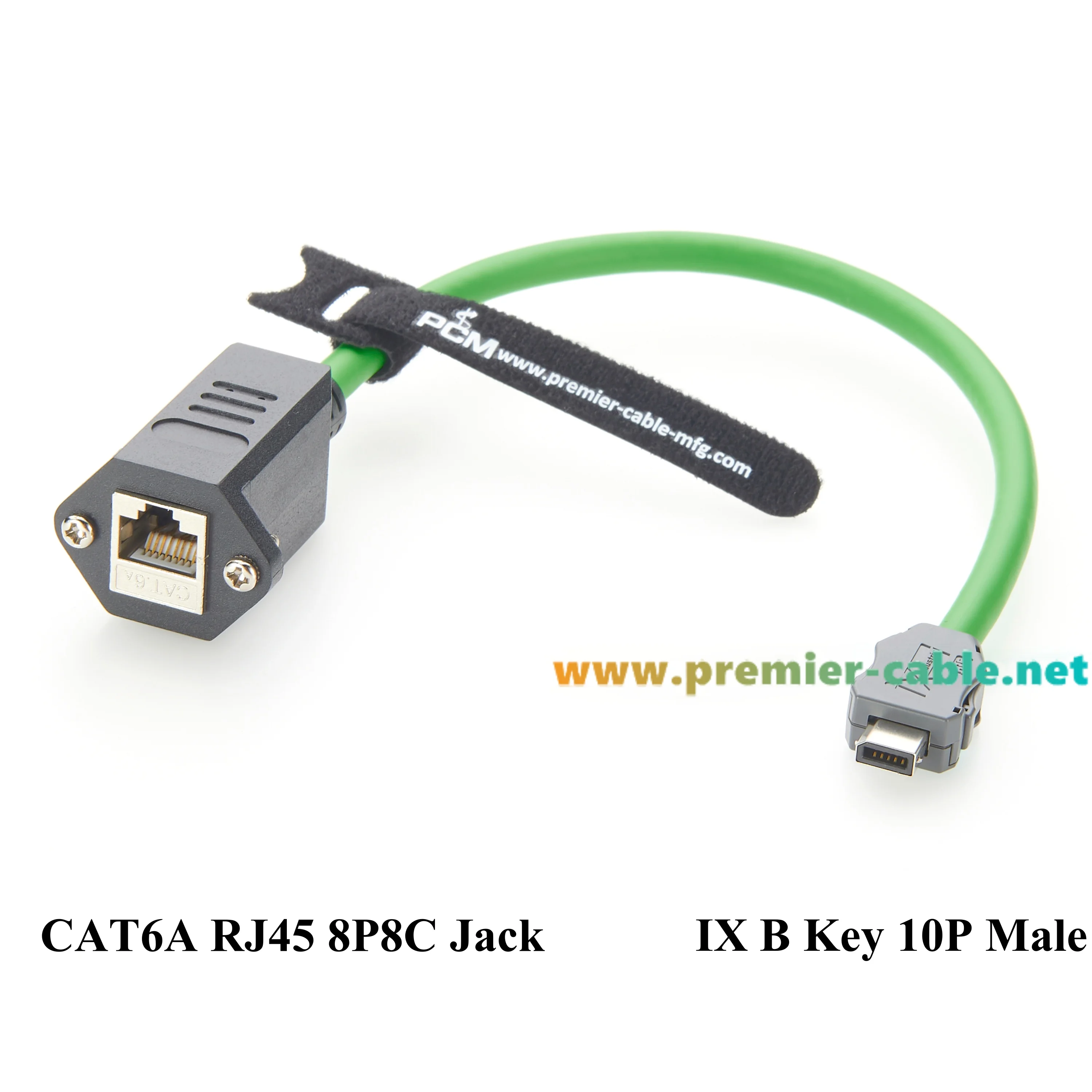 IX Industrial Category 6a Serial Cable, IX B Key to CAT6A RJ45 Inline Jack Screw Panel Mount Shielded Industrial Ethernet Cable