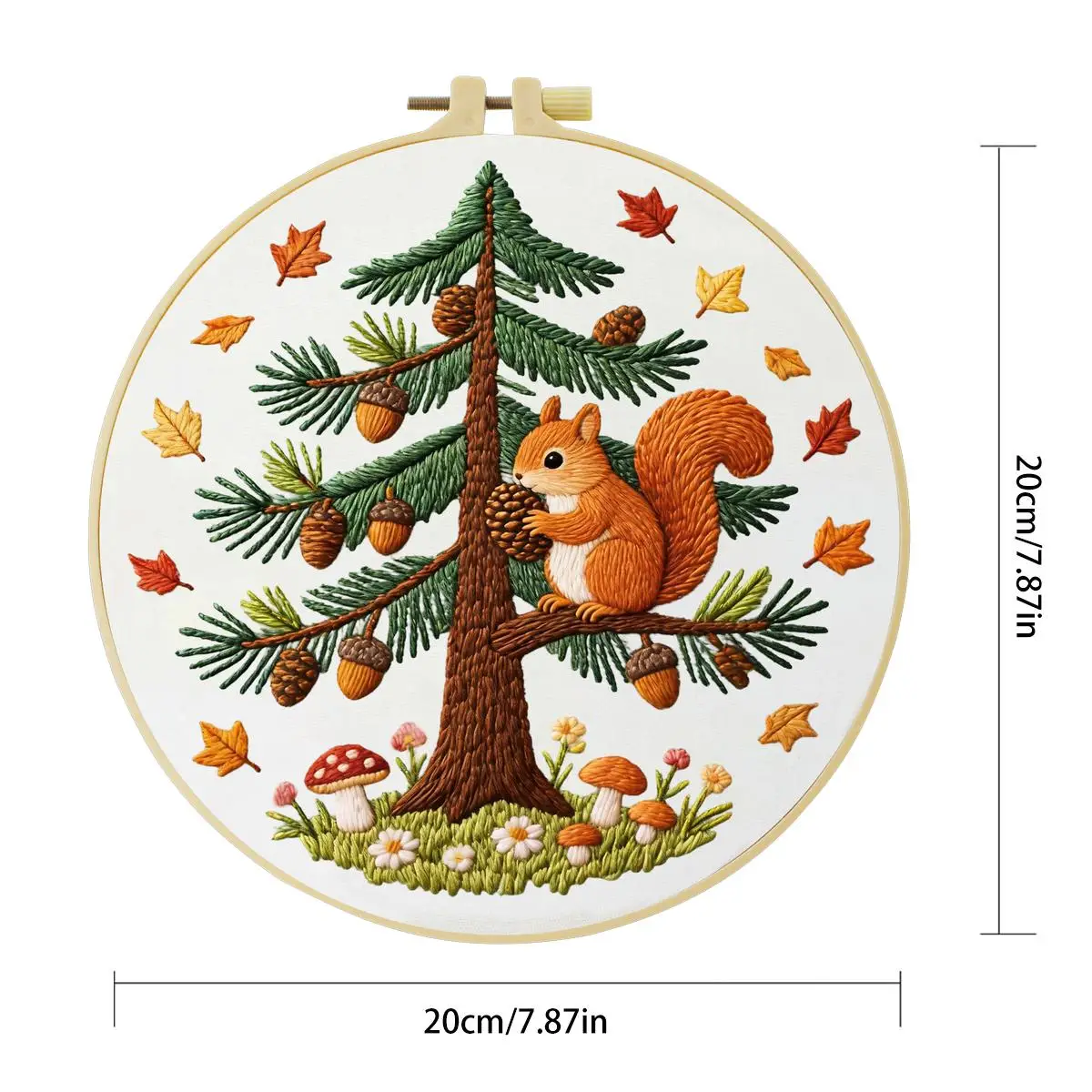 1 Stück 20X20CM/15X15CM 7,87/6,3 Zoll Eichhörnchen-Stickerei-Starter-Kit DIY-Kit DIY-Stickerei-Set Handarbeiten Malerei – Detail 5