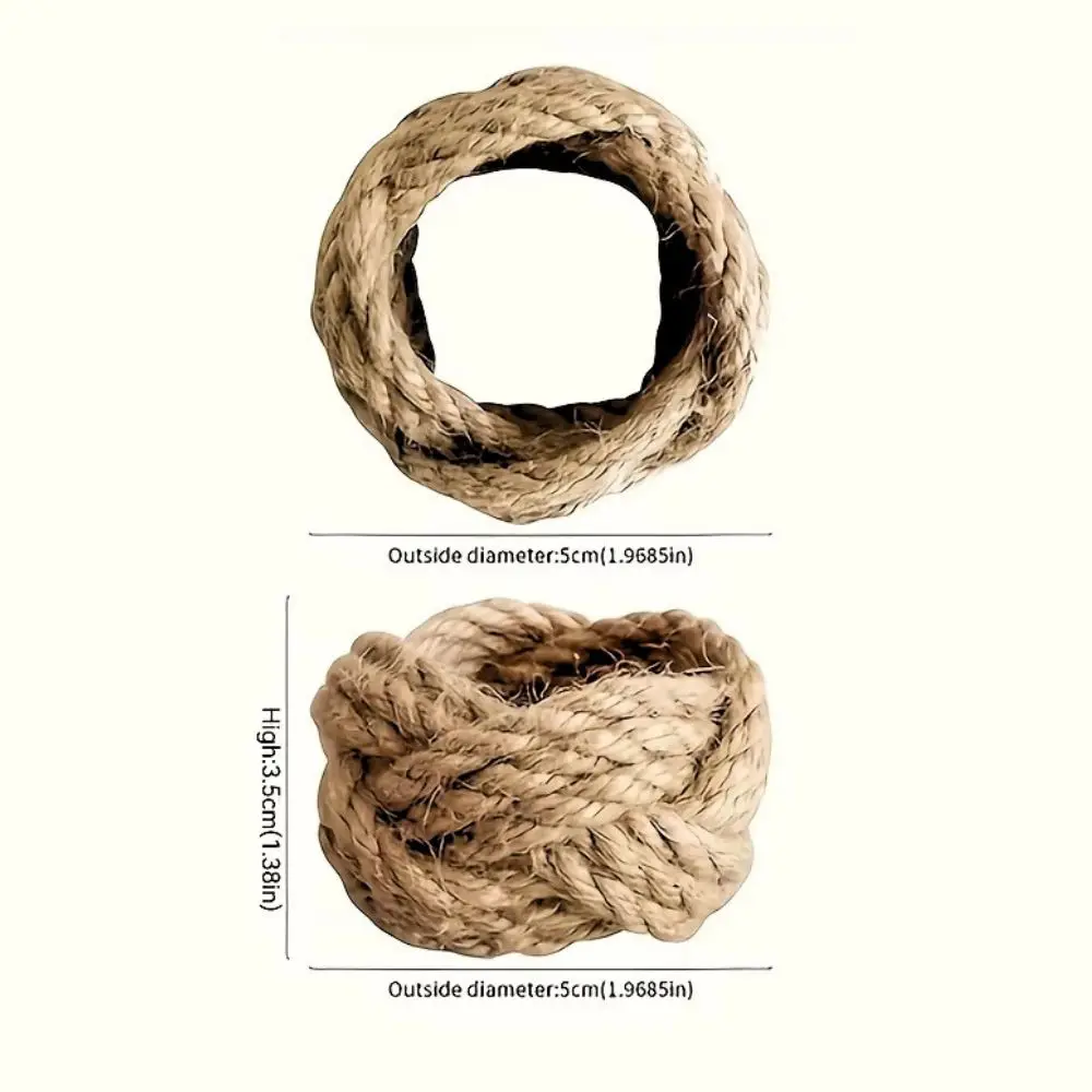 3/6pcs Country Style Knotted Jute Rope Napkin Buckle Rustic Table Decor for Party, Wedding & Thanksgiving YMY
