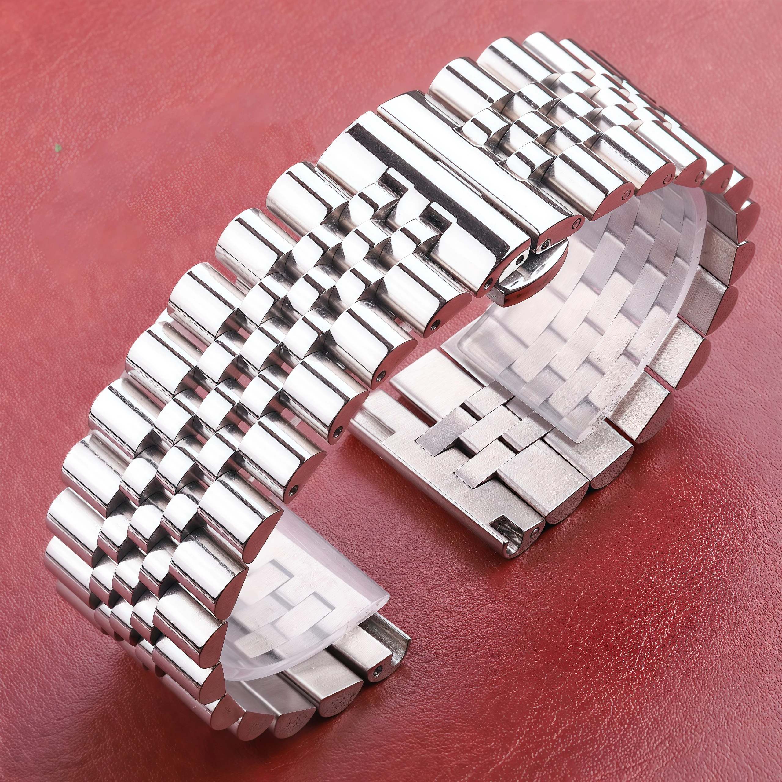 

Ремешок Универсальный из нержавеющей стали для часов, серебристый полированный металлический браслет с двойной кнопкой и пряжкой-бабочкой, от 16 мм до 22 мм