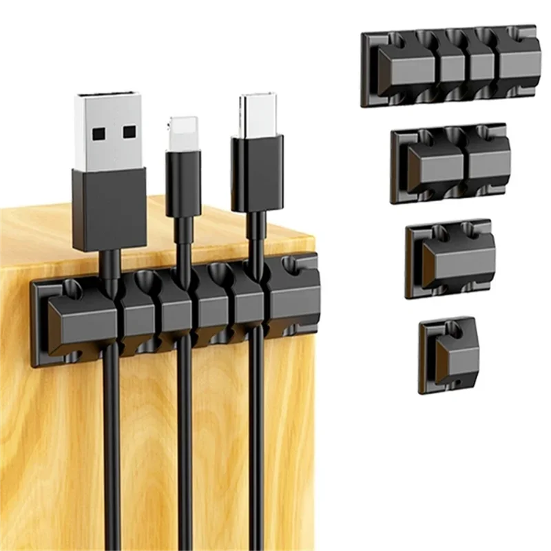 Porous Storage Silicone Desktop Cable Organizer Line Card Data Cable Hub Traceless Self-adhesive Cable Winder