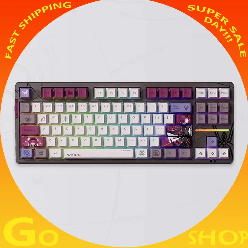 

Аниме Honkai: Механическая клавиатура Star Rail Kafka, изготовленная на заказ трехрежимная проводная беспроводная Bluetooth 5,0 RGB, официальная клавиатура с подсветкой