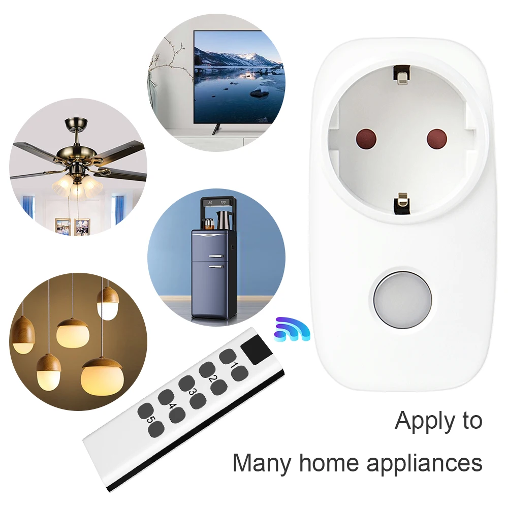433MHZ Wireless Remote Control Power Sockets 16A EU Wall Plug RF French Socket  Programmable Switch Home Assistant Light Outlet