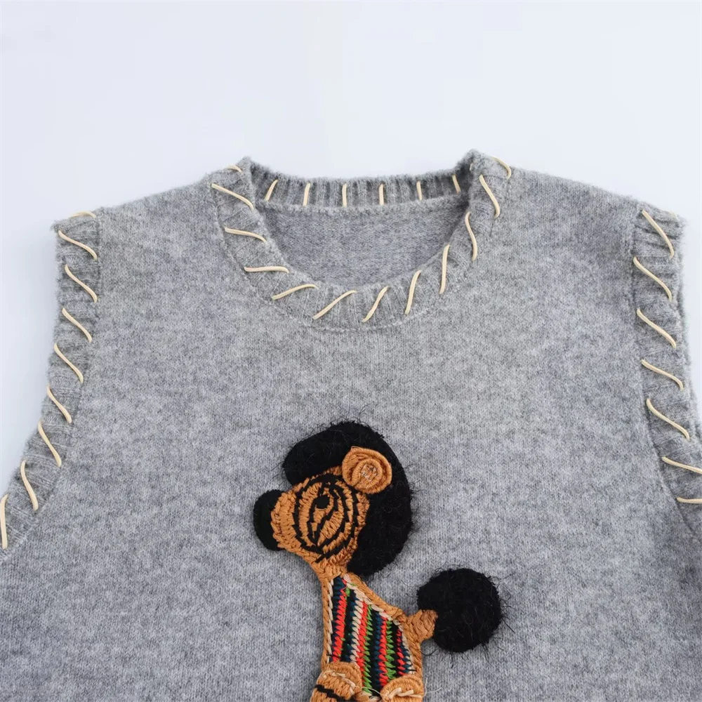 Débardeur tricoté brodé de poney pour femmes, pull doux et gluant de Style occidental, nouveau gilet empilé, printemps