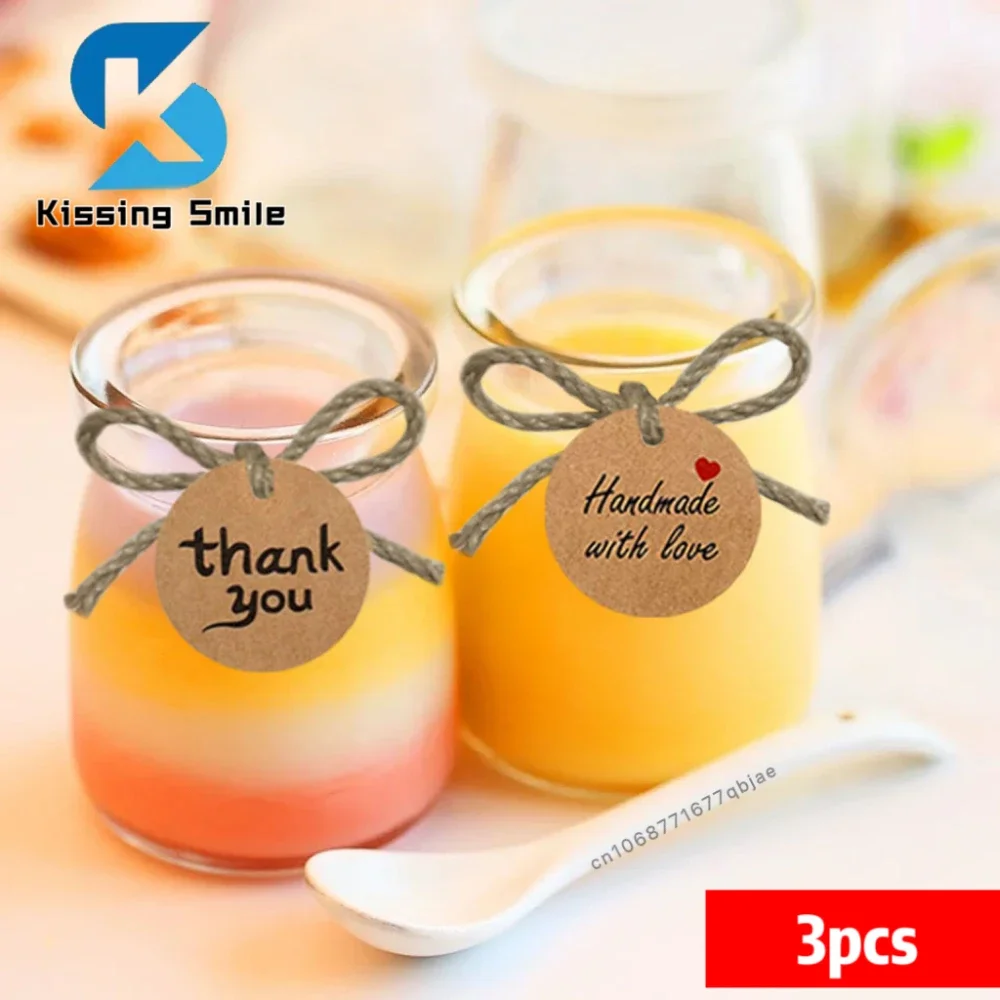 100ml 3pcs Pudding Jars Yogurt Food Storage Containers Dessert Cups Glass Set Party Favours Small Bottles with Lid Packaging