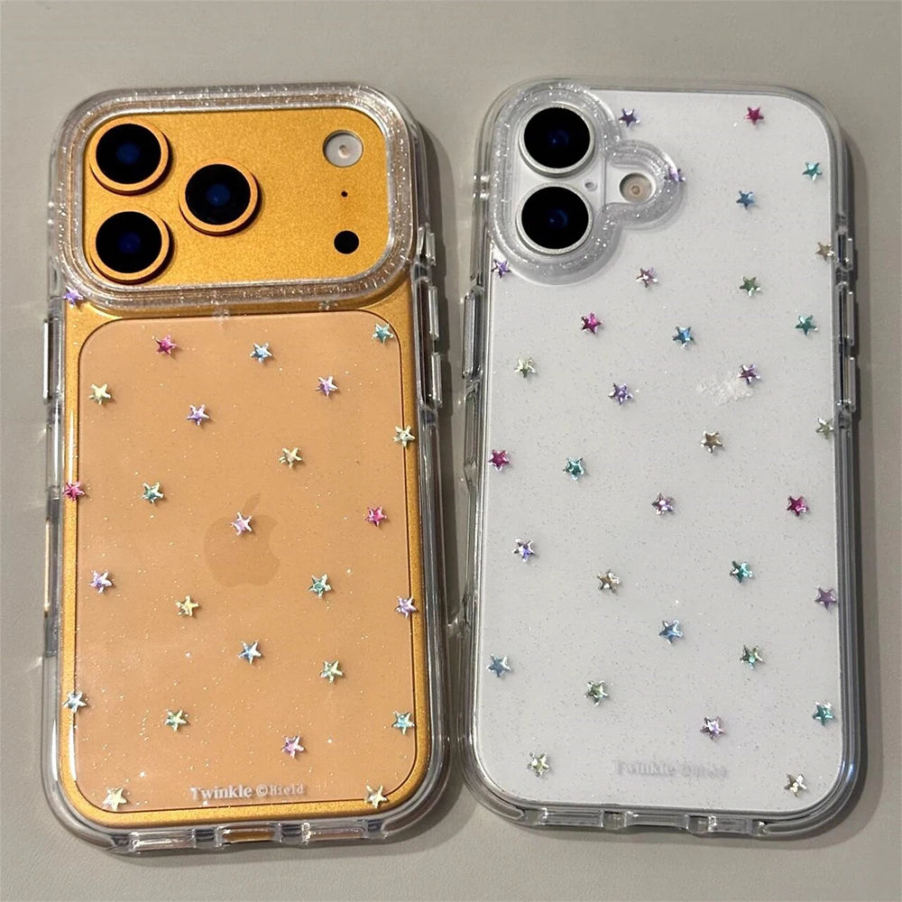 Glitzernde, glänzende Sterne, IMD-Transparente Rückseite für iPhone 17 16 18 Pro Max 13 14 15 Promax, INS-Schutz, stoßfeste Handyhülle – Detail 17
