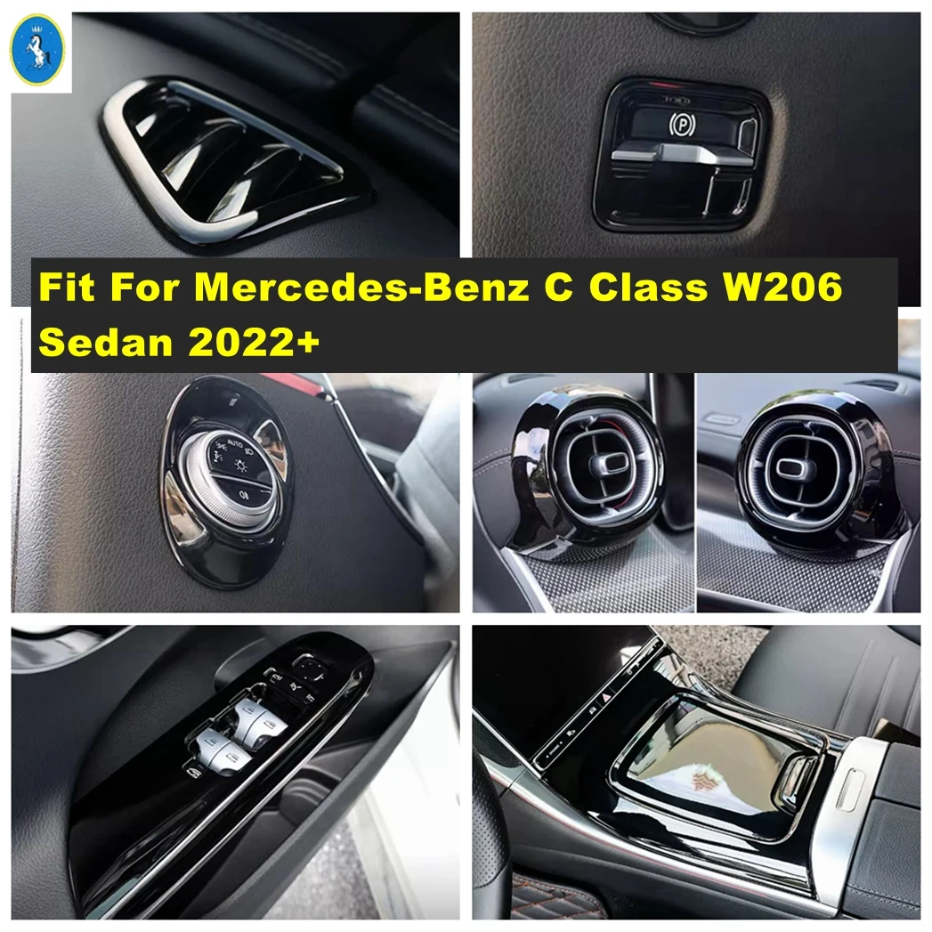 

Black Auto Glass Switch / Air Outlet / Headlight Switch Accessories Cover Trim For Mercedes-Benz C Class W206 Sedan 2022 - 2024