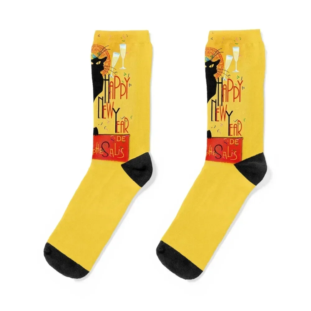 

Le Chat Noir New Years Party Countdown Socks halloween man winter thermal Men's Socks Women's