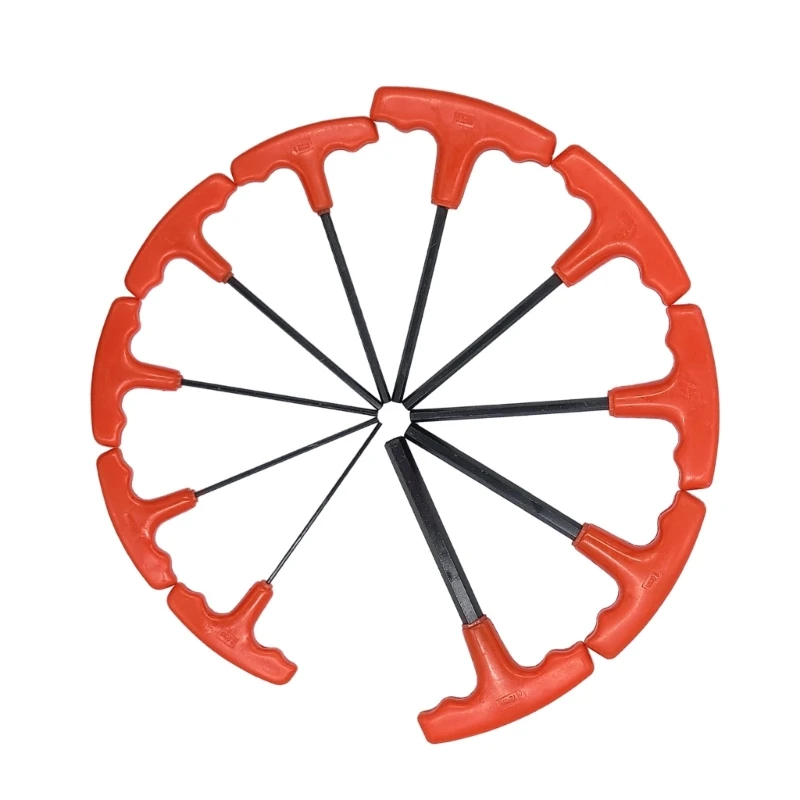 Jeu clés hexagonales avec tête plate, poignée en forme T, clé 2 à 10mm, clés multifonctions pour l'entretien mécanique,