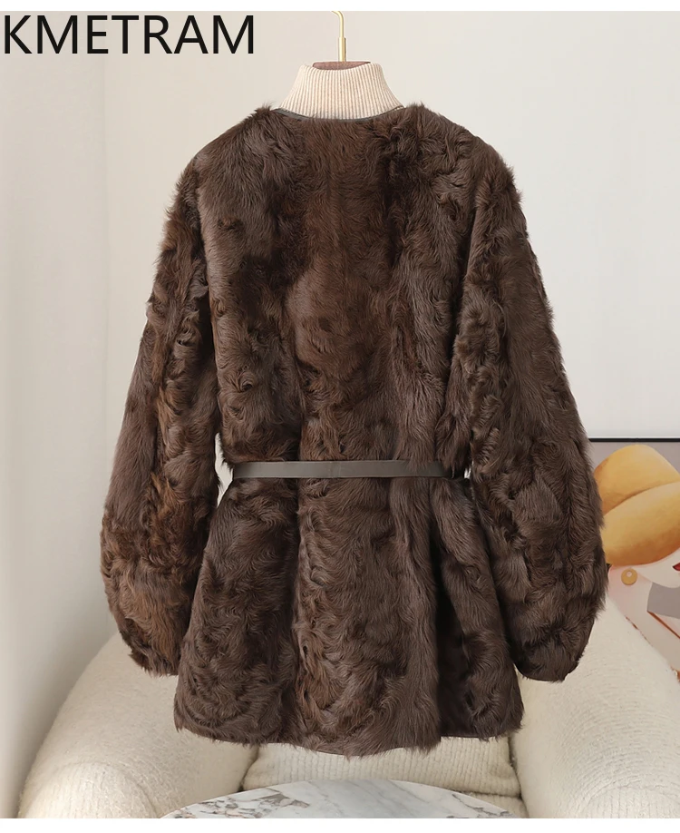 100% Natural Wool Sheepskin Double Faced Fur Coat Woman Luxury V-neck Real Fur Jacket Women Winter Clothes 2025 шуба женская