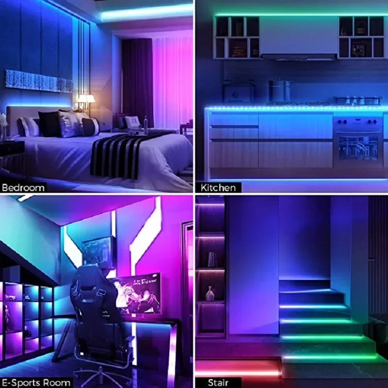 Strisce luminose a LED da 100 piedi per la decorazione della stanza SMD 5050 RGB Led Tape Music Sync luci a LED telecomando Bluetooth DC5v luci al Neon retroilluminazione TV