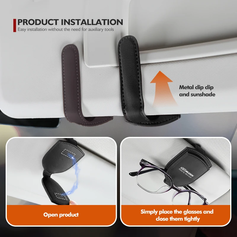 For Honda Car Visor Glasses Clip Leather Sunglasses Holder Magnetic Glasses Clip Mugen Power Accord Civic vezel Crv City Jazz view 4
