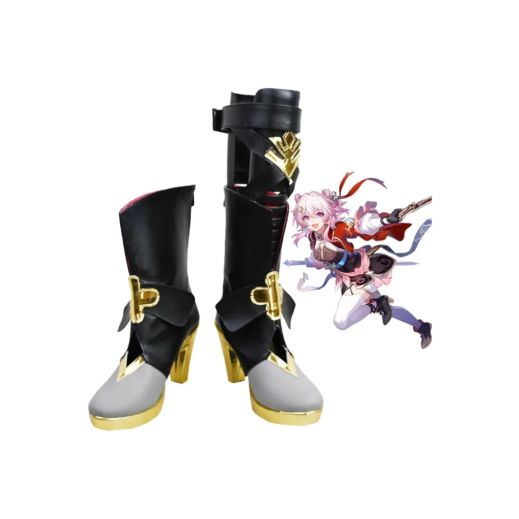 Honkai Star Rail 7 de marzo zapatos de Cosplay botas a media pantorrilla mascarada de Halloween carnaval actuación accesorios de disfraz de fiesta para mujeres