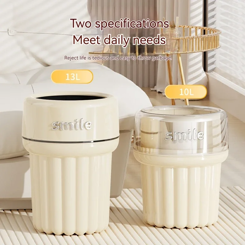 

Garbage Bin Household Large Capacity Living Room Kitchen Bedroom Bathroom Toilet Office Dormitory Pressure Ring Paper Basket