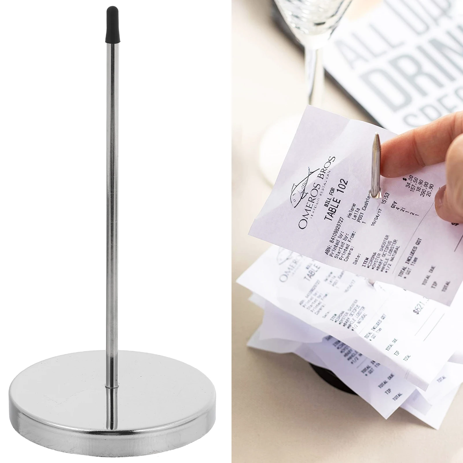 2pcs Menu Inserter Receipt Holder Spike Desk Bill Fork for Restaurant Home Office Kitchen School Hotel