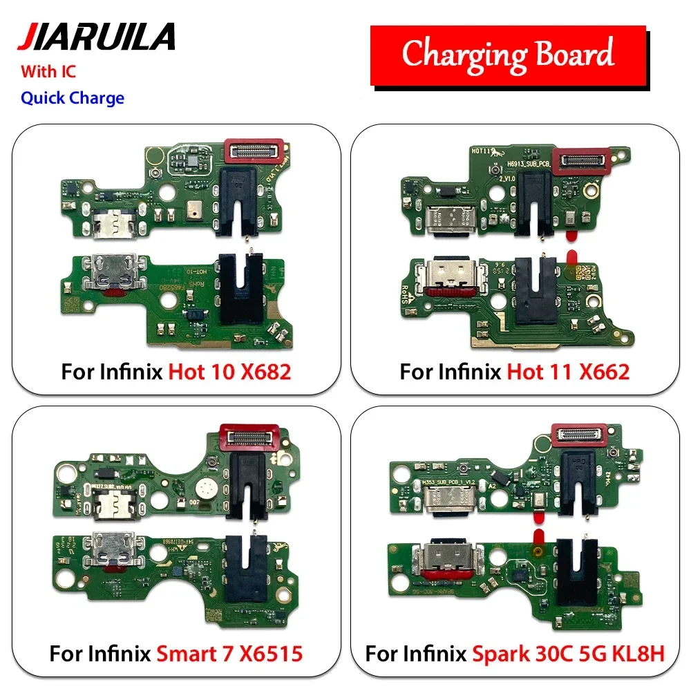 10 Pcs For Infinix Hot 8 X650 Hot 10 X682 Hot 11 X662 Hot 11 2022 X675 Hot 30 5G X6832 Charger Port Connector Flex Cable Repair