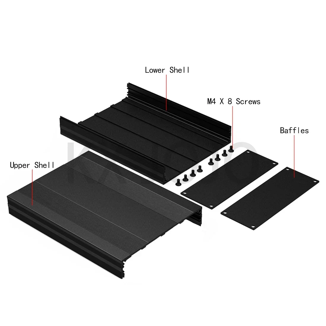 Caixa Elétrica Dividida, Gabinete de Alumínio, Tipo Separado Placa de Circuito, DIY Prata ou Preto, 145x54x80mm, 95mm, 100mm, 150mm, 200mm, 250mm, 300 milímetros