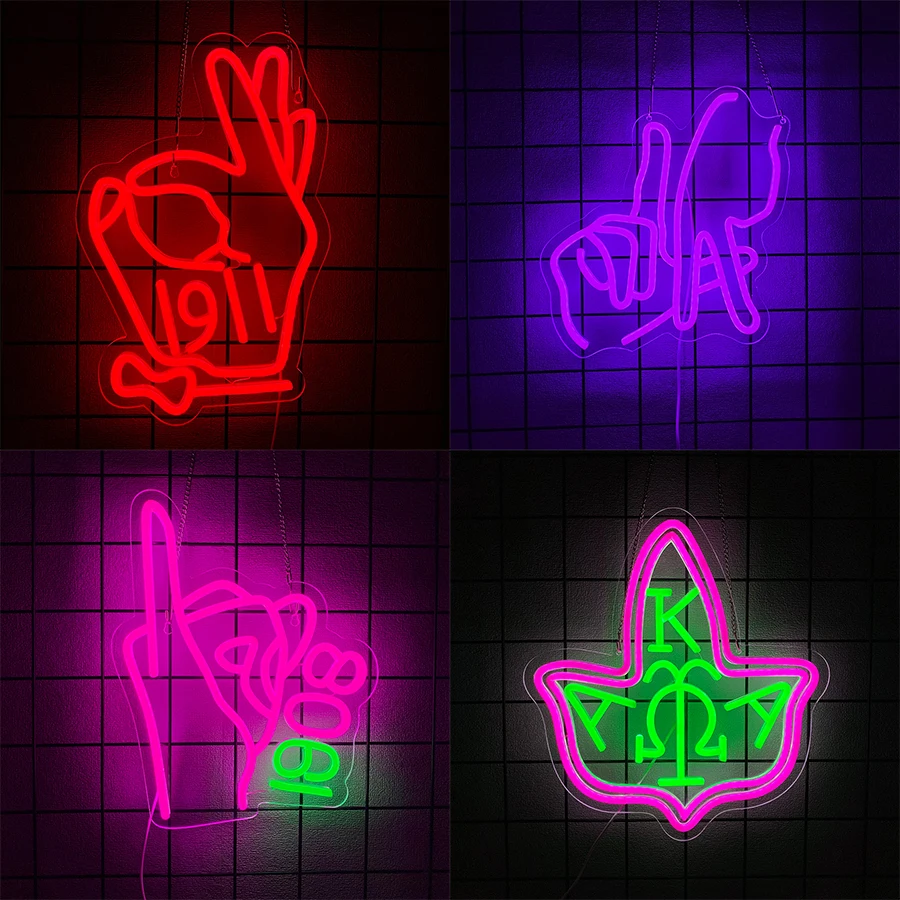 

Aka Gesture Led Neon Signs, Used For Wall Decor, Usb Powered, Room, Bar, Fraternity, Theme Party Wall Lights, Easy To Hang.