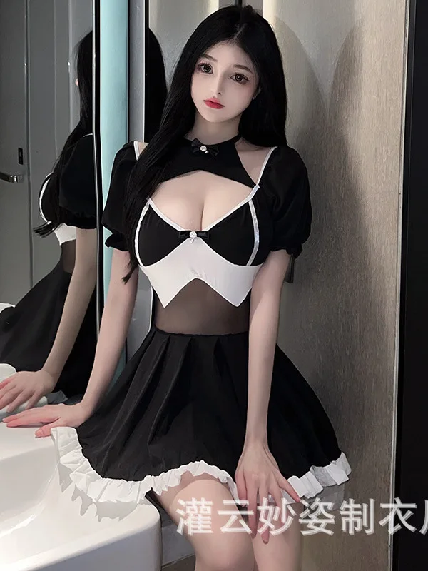 ตาข่ายหวาน V คอ Sheer Mini Dress โปร่งใสใหม่ฤดูใบไม้ผลิ/ฤดูร้อน V คอเซ็กซี่กระโปรงสั้นบางชุดแฟชั่น Tops LCP0