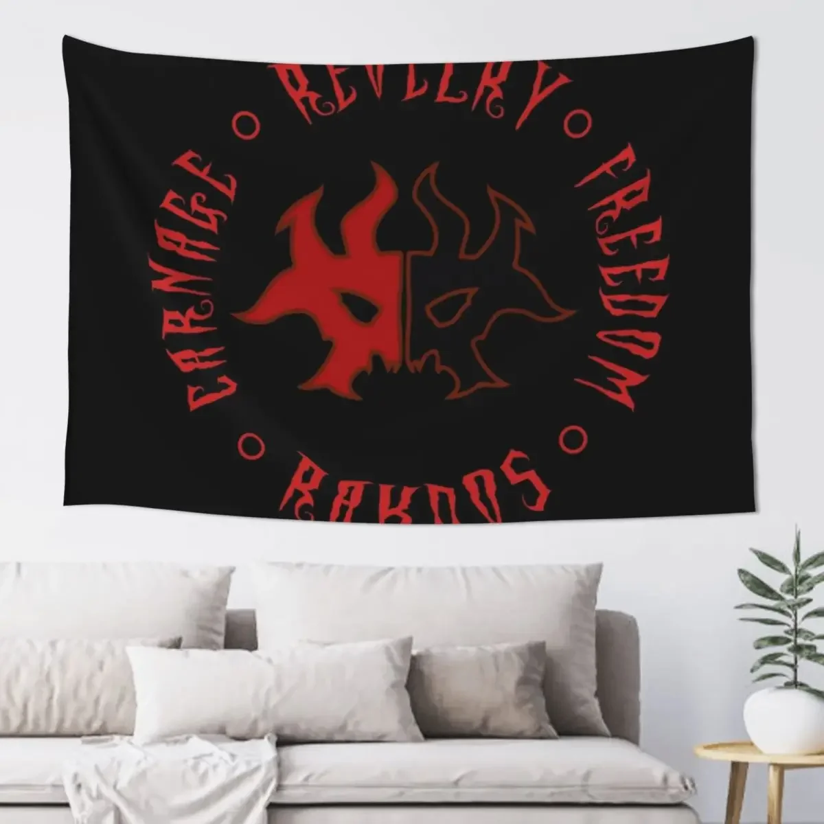 Rakdos Motto Tapestry Decorations For Your Bedroom Carpet On The Wall Wall Decorations Tapestry