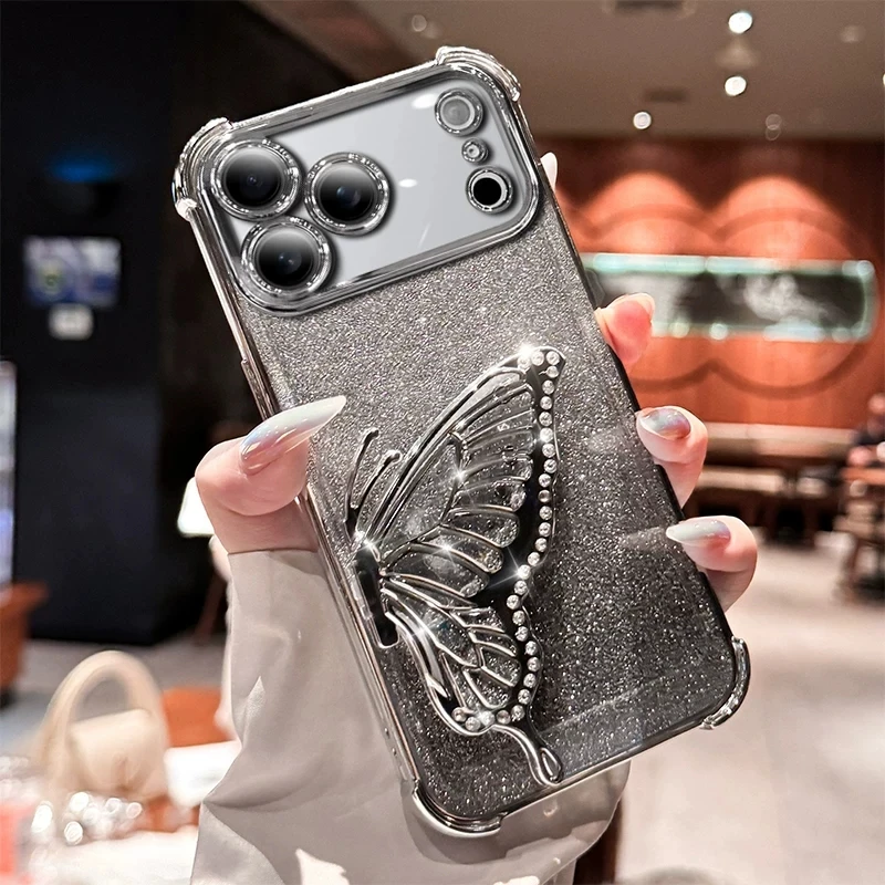 Immagine 3: Custodia per Telefono con Effetto Laser e Glitter, Antiurto, Placcata, per iPhone 17 Air 16 15 14 Plus 13 12 11ProMax, Cover in Silicone