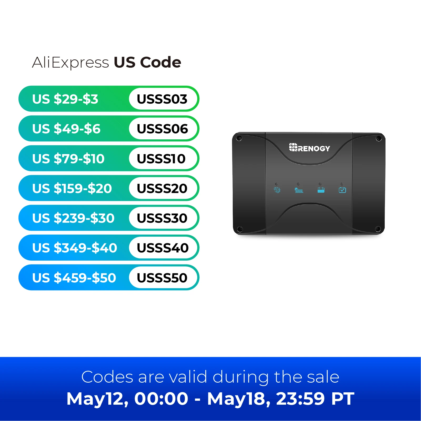 

Renogy 12V 30A DC to DC Charger with MPPT, On-Board Battery Charger for Gel, AGM, Flooded and Lithium Batteries