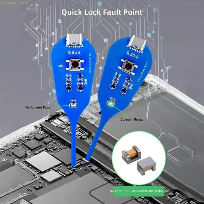 W3JE Inductance Analyzers Type C Power Supply Motherboards Coils Tester For Motherboards Component Quick Diagnostics
