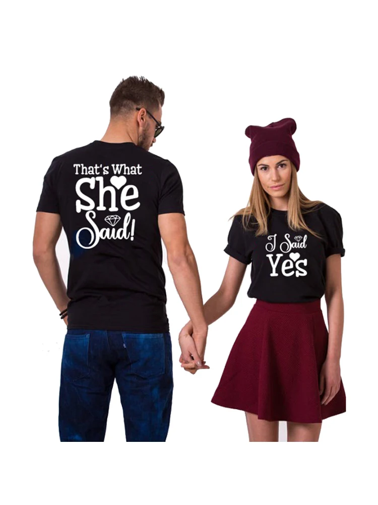 1pcs Said Yes That's What She Said Lover Shirts Bride and Bridegroom Matching Couple Tshirt Summer Casual Tees Tops Couple