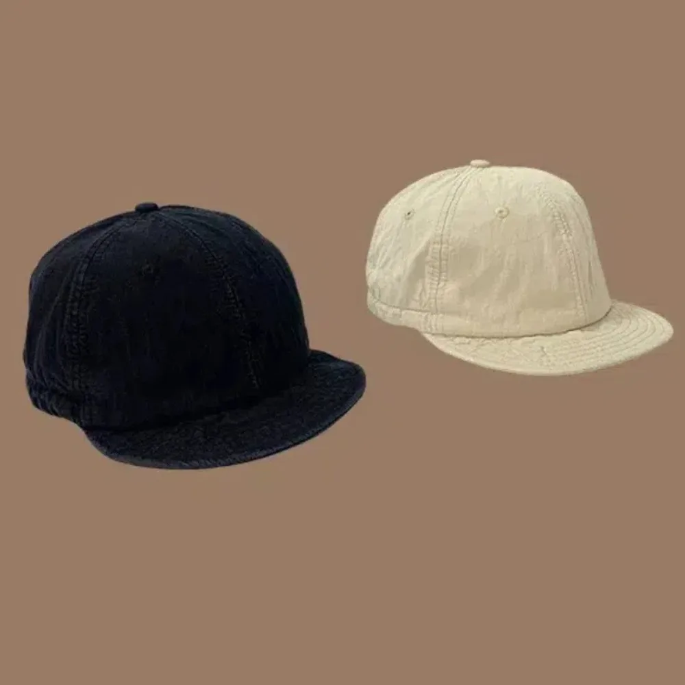 Simple Solid Color Short Brim Baseball Cap Casual Japanese Style Cargo Baseball Cap Visor Drawstring Adjust Peaked Cap Sports