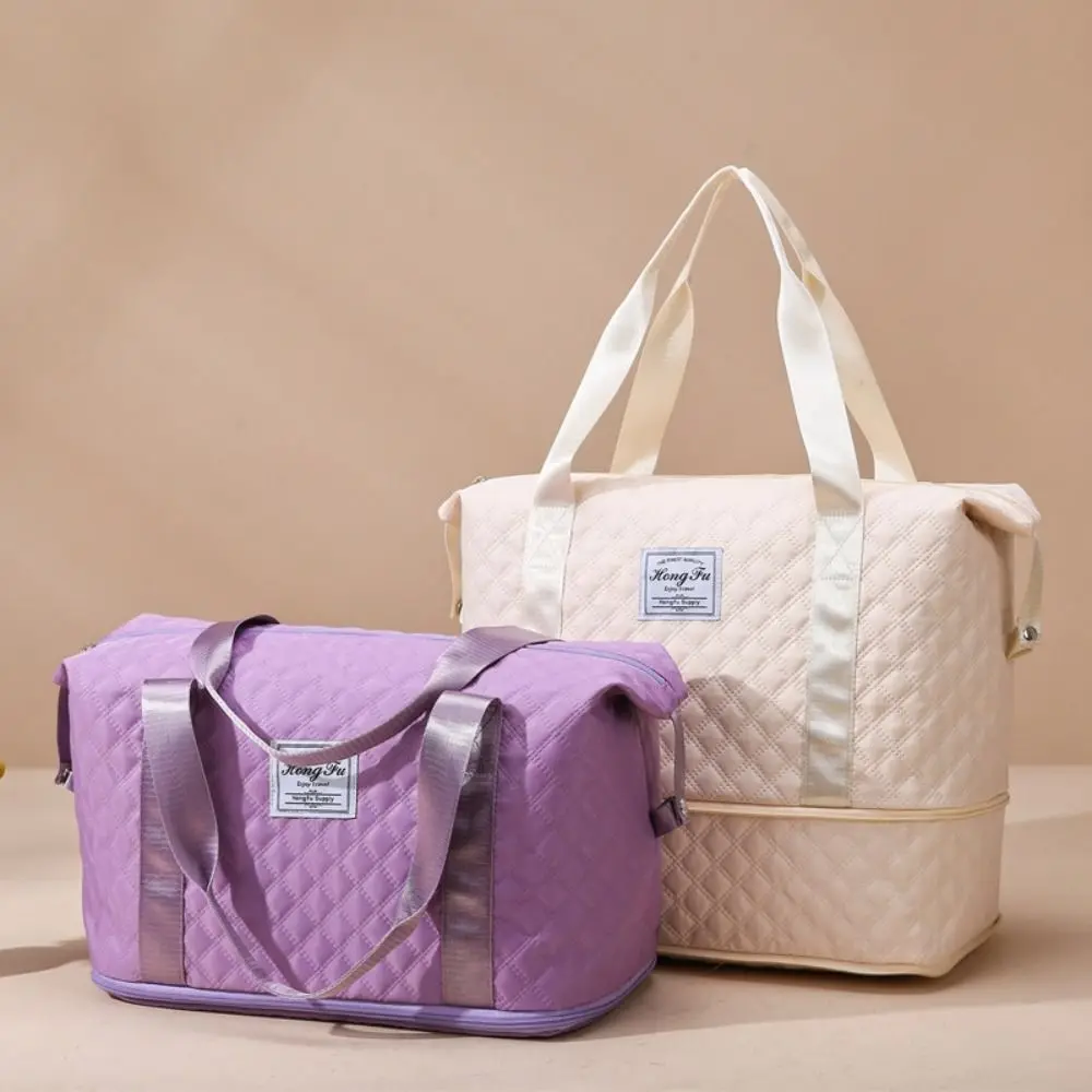 ใหม่กระเป๋าเดินทางขนาดใหญ่เปียกและแห้งแยกกระเป๋าถือพับได้กันน้ําไหล่กระเป๋ากระเป๋าเดินทางรถเข็น