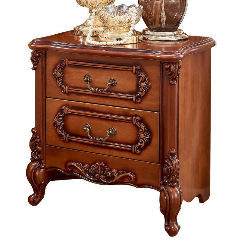 

Bedside table, solid wood, bedroom, storage, with drawers, engraved
