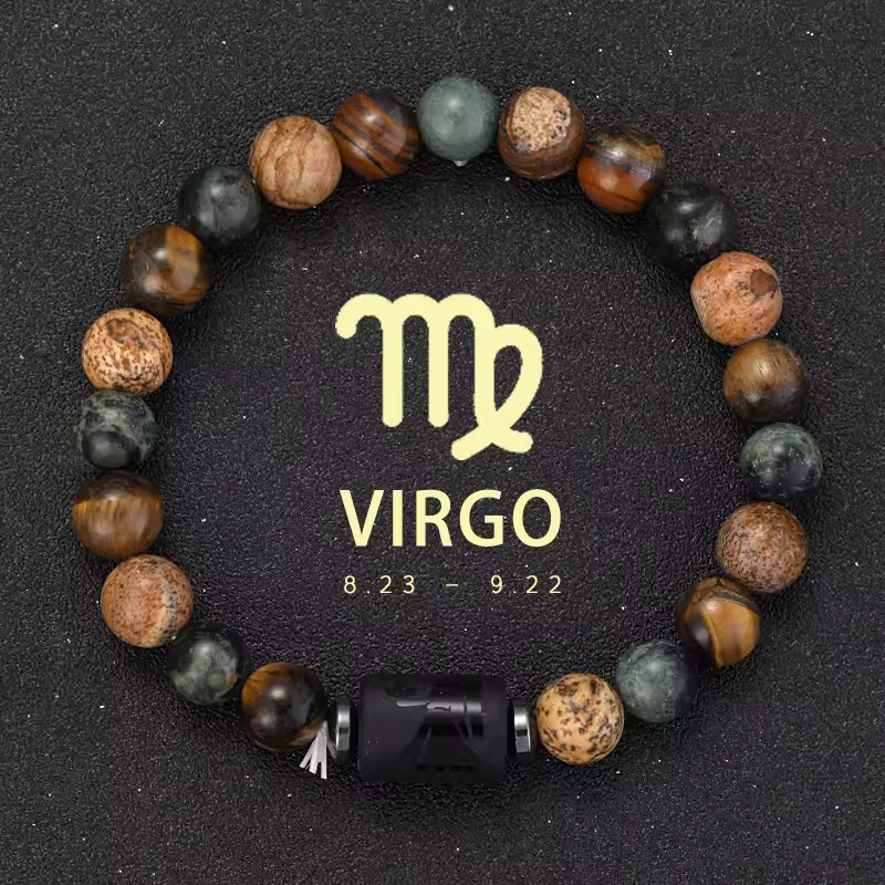 12 Zodiac Bracelets Natural Stone Cancer Virgo Leo Libra Bracelet Couples Friendship Gifts Bracelets jewelry pulsera hombre - Image 29