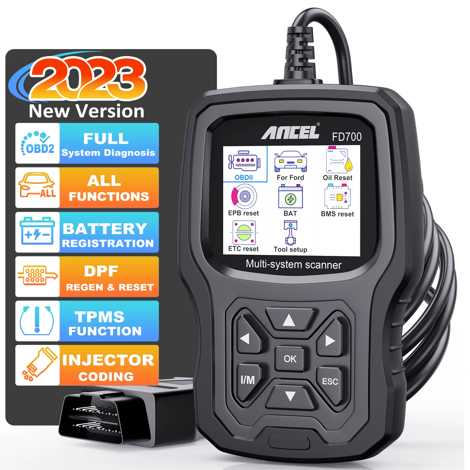 ANCEL FD700 OBD2 Scanner for Ford OBD Auto Scanner All System Diagnostic Tool Oil ABS TPMS EPB Reset ODB Tools