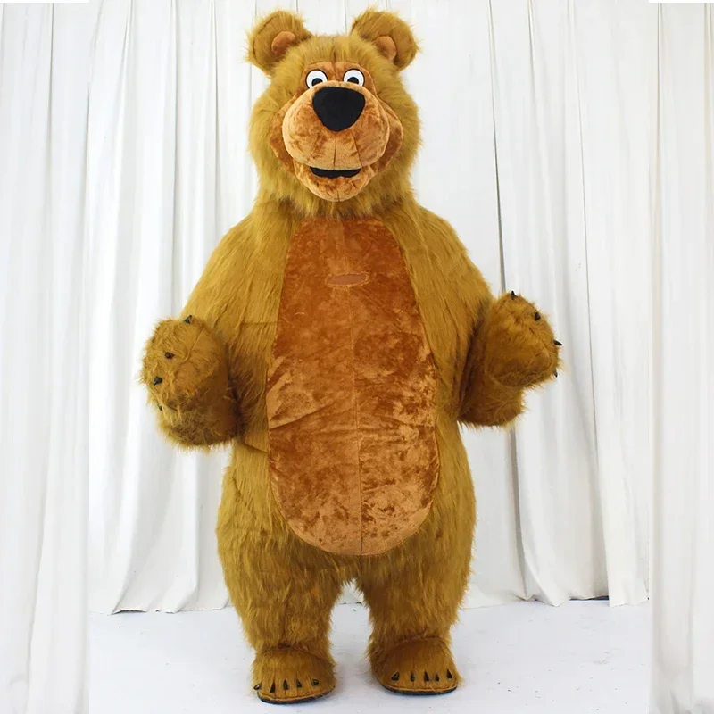 Furry Inflatable Giant Bear Mascot Costume Mascotte Brown Bear Plush Halloween Cosplay Mascot Cosume For Adult Fursuit