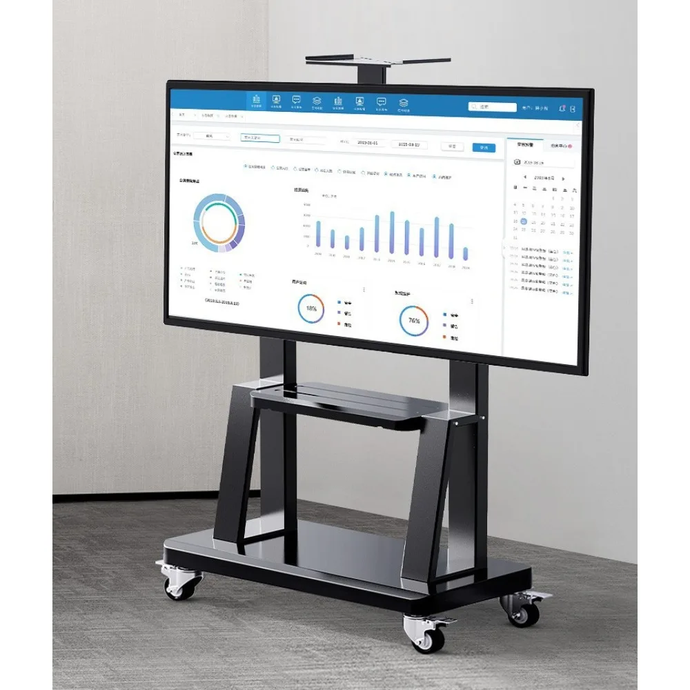 The movable floor mounted TV stand is suitable for 99% 657585 inch rotating carts