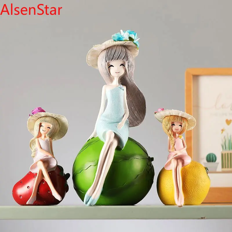 Cartoon Flower Fairy Resin Ornaments Simple Bedroom Living Room TV Wine Cabinet Artistic Figurine Ornament Home Decoration Gifts
