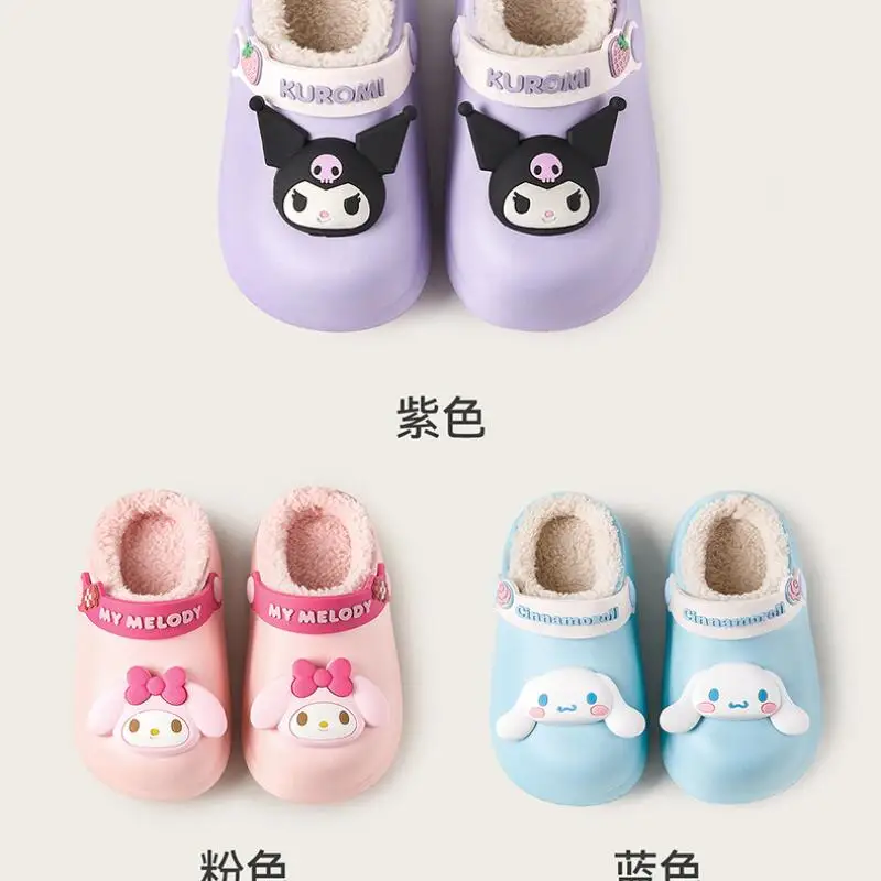 รองเท้าแตะเด็กผู้หญิงลายคุโรมิ สไตล์ซานริโอ้ Y2K น่ารัก แฟชั่นอนิเมะ กันน้ำ ใส่ได้ในฤดูหนาว บุด้วยผ้าฝ้าย กันลื่น รุ่นใหม่