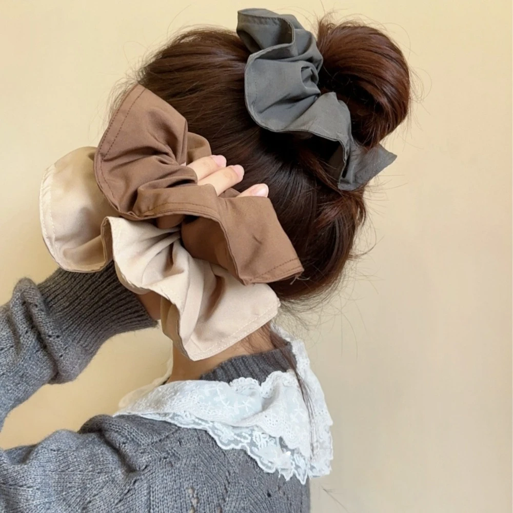 1/3PCS Vintage Hair Scrunchies Summer Headwear Elastic Hair Bands Solid Color Hair Accessories Chiffon Hair Rope for Girls Women