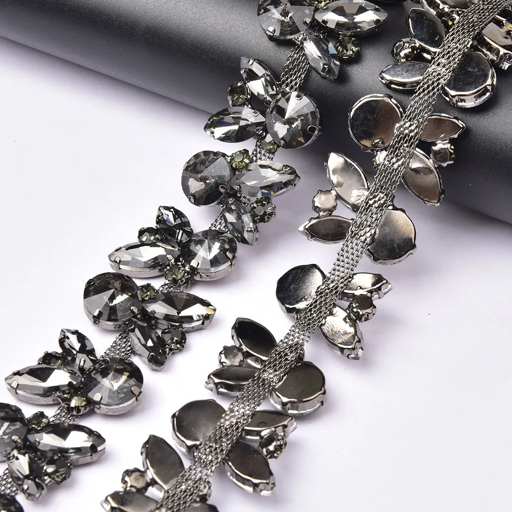 3Cm Beautiful Crystal Rhinestone Chain Trimming Dense Diamond Diy Craft Clothing Waist Belt Neckline Applique Shoe Accessories